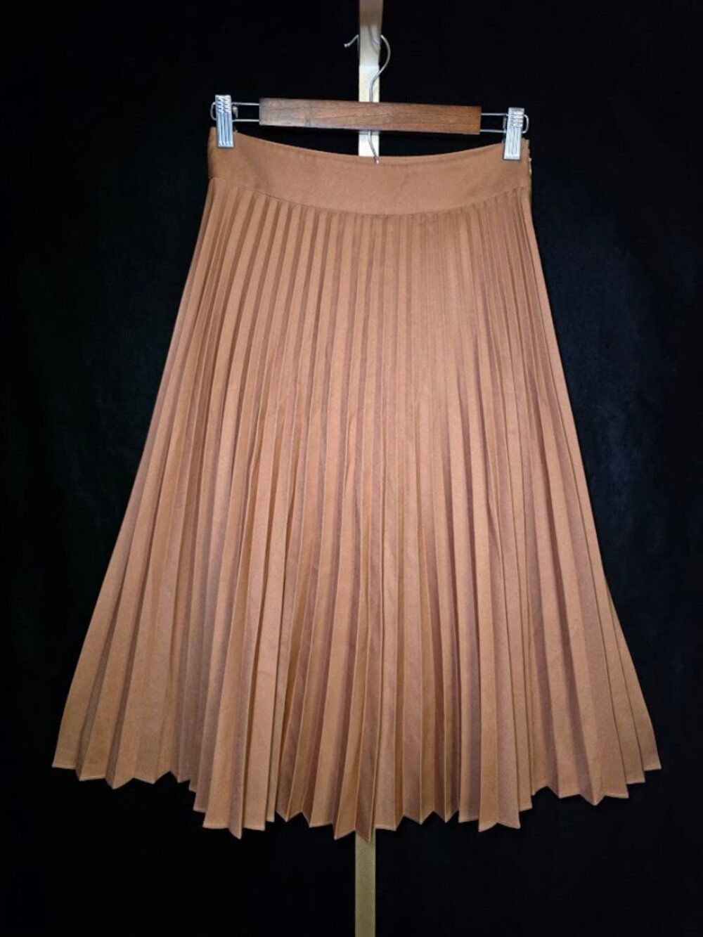 Sezane Dino Skirt - Pleated Midi in Bronze Size 36